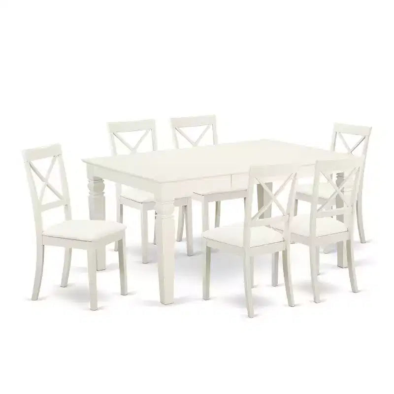 Lakeside Dining Set 7Pc Table with 6 Faux Leather Chairs - Patio Outdoor Furniture