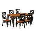 HomeStock 7-Piece Rectangle Black and Cherry Finish Solid Wood Top Dining Table with 6-Chairs