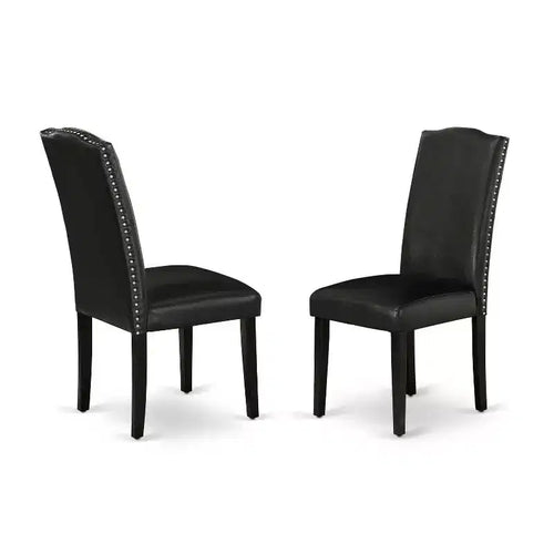 3-Piece Black and Cherry Finish Solid Wood Top - Dining Room Set with High Back - Seats-4