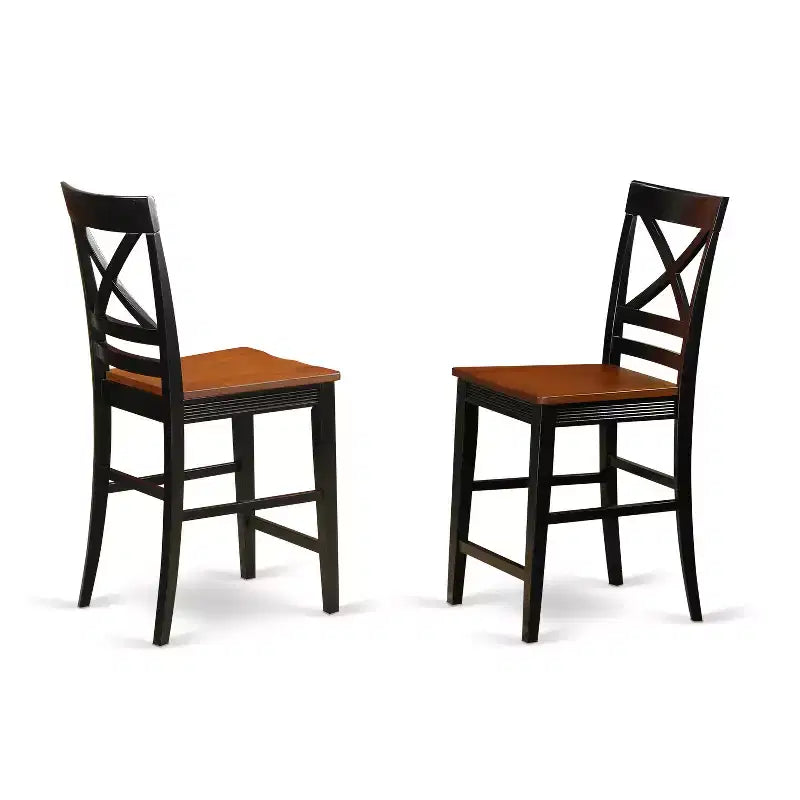 Counter Height Table Set - 3 Piece Kitchen Dining Set - 42 Inch Round Table & 2 Chairs - Black Cherry Finish