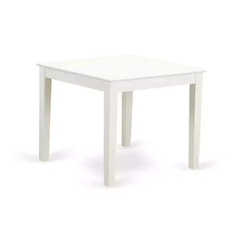 French Country Dining Set 5Pc Square Table & Chairs - Linen White Legs, Gray Fabric