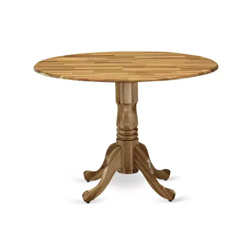HomeStock 5-Piece Round Natural Oak Finish Solid Wood Top Dining Table with 4 Parson Chair
