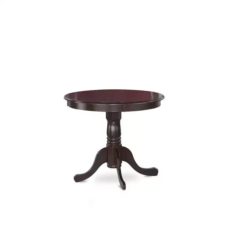 HomeStock 5-Piece Round Cappuccino Finish Solid Wood Top Dining Table with 4 Parson Chair