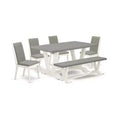 HomeStock 6-Piece Natural Oak Finish Solid Wood Top dining Table with 1-Bench and 4-Chairs