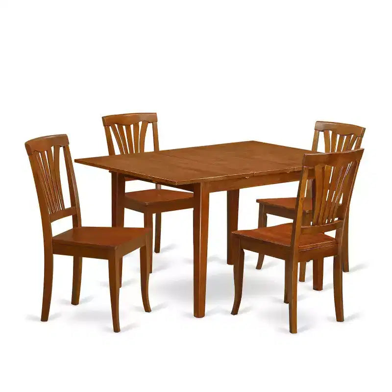 3-Piece Saddle Brown Finish Solid Wood Top - Dining Room Set - Seats 4