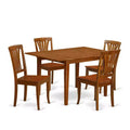 3-Piece Saddle Brown Finish Solid Wood Top - Dining Room Set - Seats 4