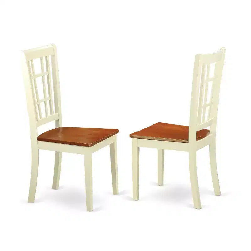 HomeStock 3-Piece Buttermilk and Cherry Finish Solid Wood Top Dining Table Set