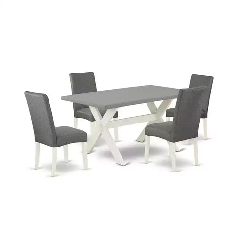 5-Piece Rectangle Natural Oak Finish Solid Wood Top Dining table with 4 Chairs with