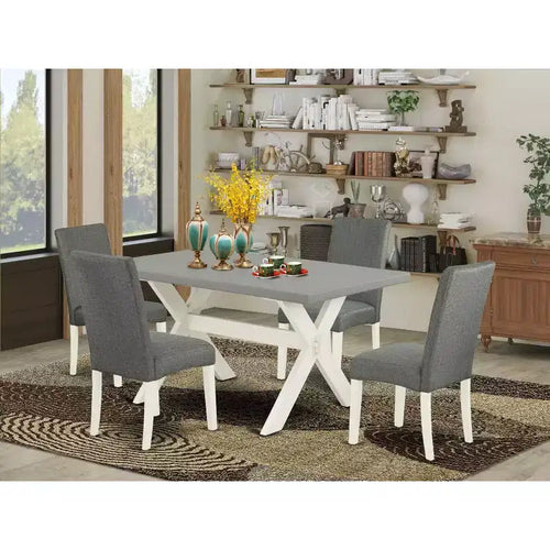 5-Piece Rectangle Natural Oak Finish Solid Wood Top Dining table with 4 Chairs with