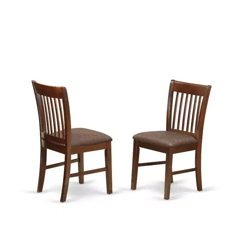 Antique Dining Room Set - 7 Piece Table & Chair Set - Rectangle Wood Table with Leaf & Linen Chairs