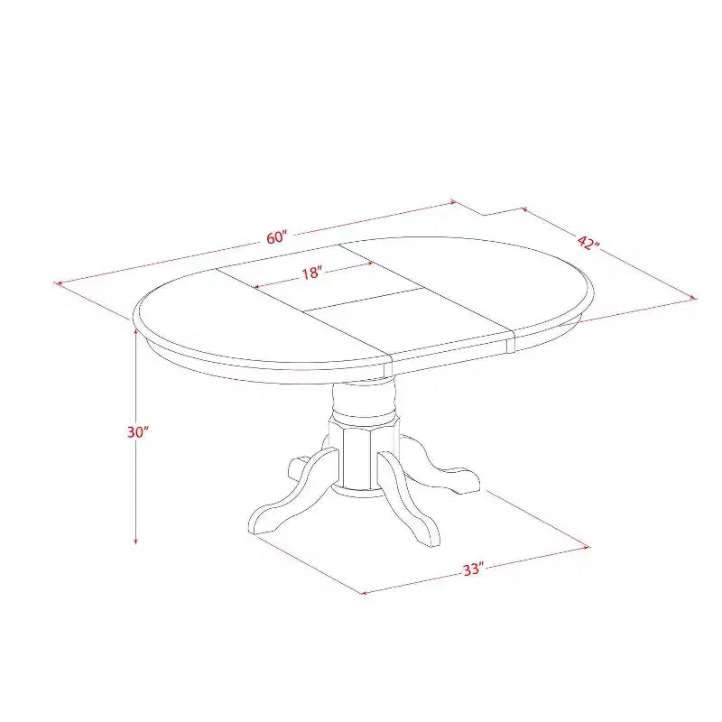 HomeStock 5-Pc Oval Linen White Finish Solid Wood Top Dining Table with 4 Parson Chair with Butterfly Leaf
