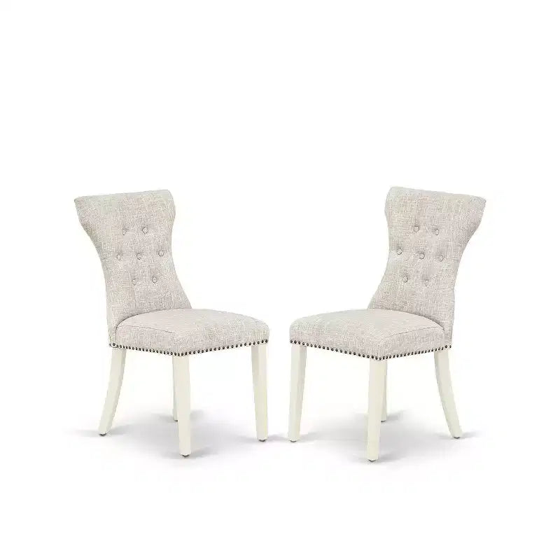 3-Piece Linen white Solid Wood Top - Round Dining Room Set - Seats 4