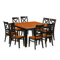 9 Piece Dining Room Furniture Set - Square Table with Butterfly Leaf & 8 Chairs - 54x54 Inch