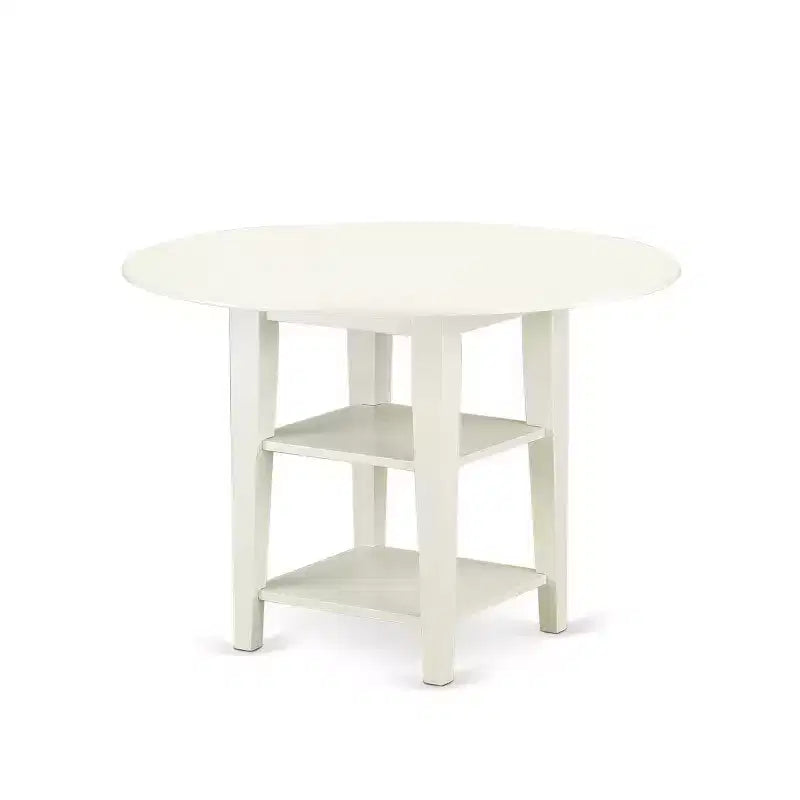 Round Dining Table Set 5pc 20-42 Inch Table w/ Drop Leaves & 4 Chairs
