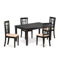 HomeStock 5-Piece Rectangle Black Finish Solid Wood Top Dining Table with 4-Chairs