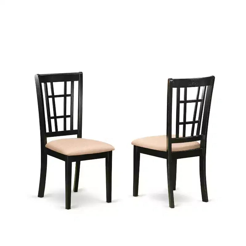 HomeStock 5-Piece Rectangle Black Finish Solid Wood Top Dining Table with 4-Chairs