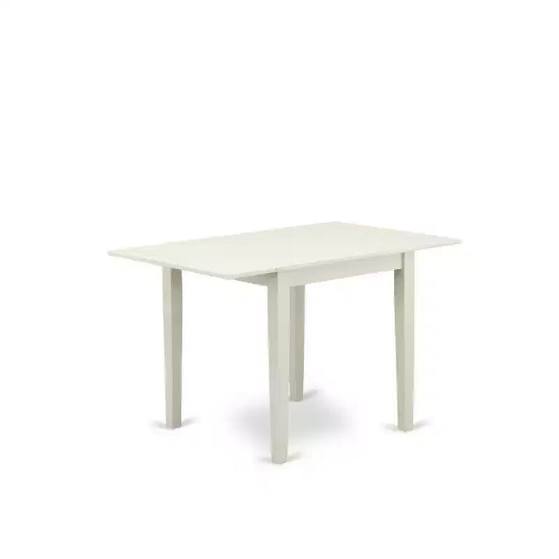 5-Piece Linen White Finish Solid Wood Top - Rectangular Upholstered Dining Room Set - Seats 4