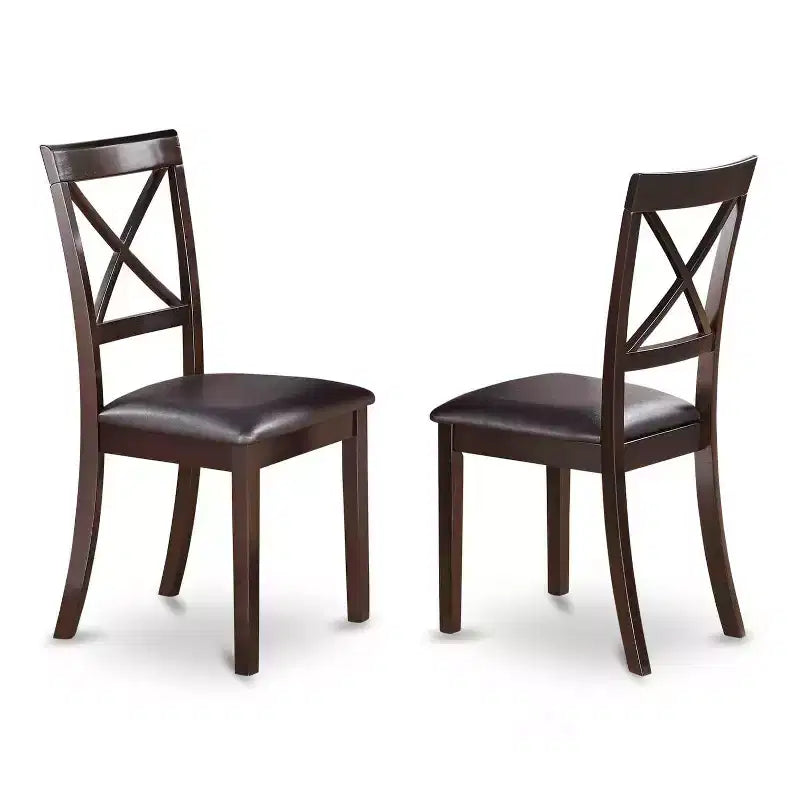 7 Piece Dining Set - Kitchen Table with Pedestal & Faux Leather Chairs - 42x72 Inch