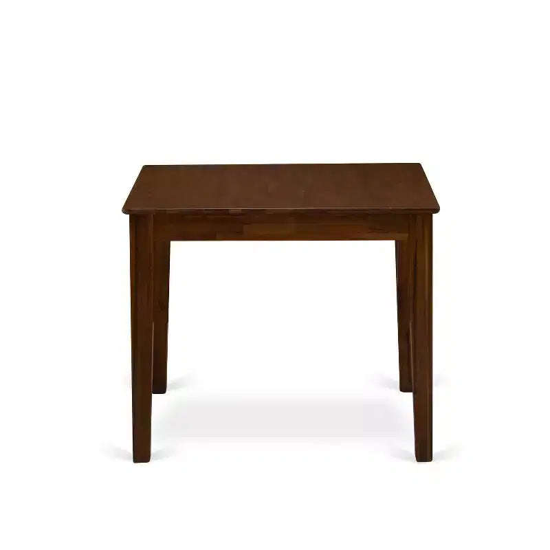 5-Piece Antique Walnut Finish Solid Wood Top - Square Upholstered Dining Room Set - Seats 4