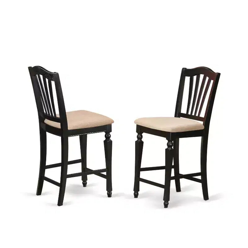 Counter Height Dining Set - 3 Piece Pub Table & Chairs - Kitchen Set - 36x36 Inch - Black Cherry Finish