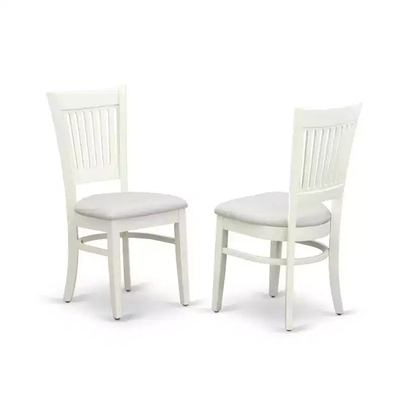 Mid Century Dining Table Set with 4 Chairs - Boho Kitchen Dinette Set - Linen White Finish