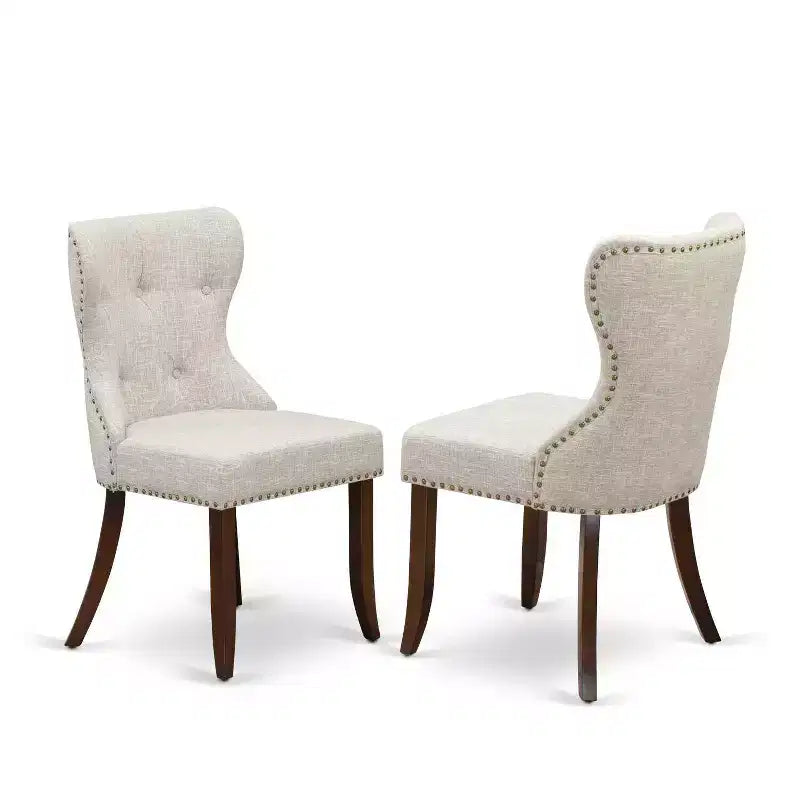 Vintage Kitchen Dinette Set - 2 Fabric Chairs & Butterfly Leaf Table - Mahogany Finish