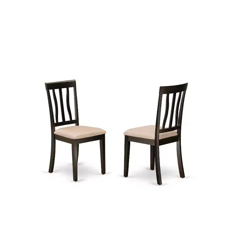 5 Piece Dinette Set - Retro Kitchen Table & Chairs - Round Dining Table for 4 - Cappuccino Finish