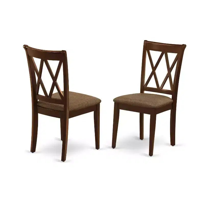 HomeStock 3-Pc Mahogany Finish Solid Wood Top - Round Dining Room Set - Seats 4