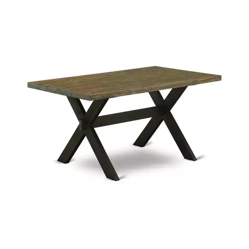 7-Piece Distressed Jacobean Finish Solid Wood Top Dining Table with 6 Chairs with