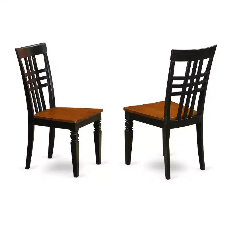 HomeStock 3-Piece Black and Cherry Finish Round Solid Wood Top Dining Table Set