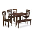 Small Space Dinette Set - 7 Piece Rectangular Table & 6 Chairs - Solid Wood Dining Set