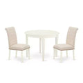 HomeStock 3-Piece White Finish Round Solid Wood Top Dining Table Set