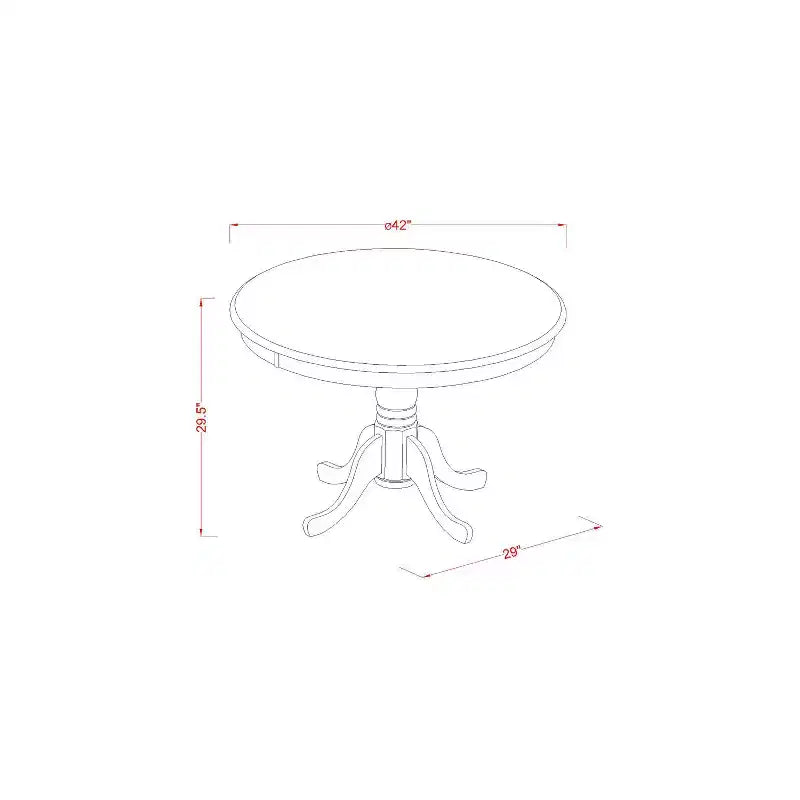 HomeStock 5-Piece Round Buttermilk and Cherry Finish Solid Wood Top Dining table with 4 Chairs
