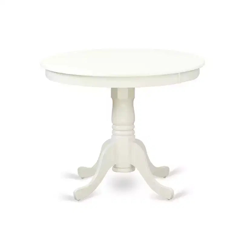 3-Piece Linen White Finish Solid Wood Top - Round Dining Room Set - (Seats-4)