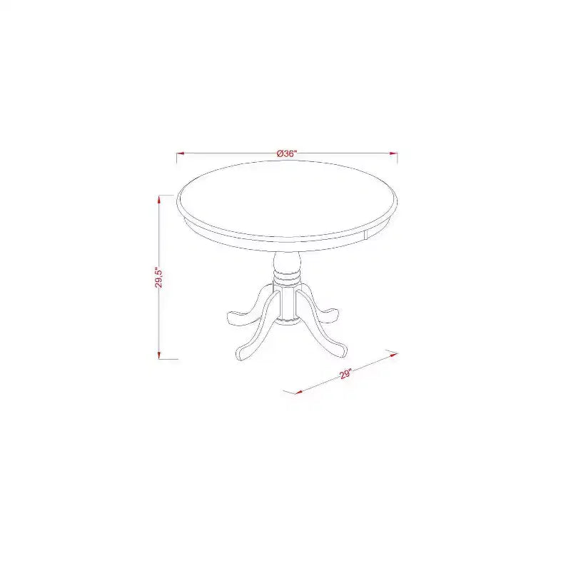 3-Piece Linen White Finish Solid Wood Top - Round Dining Room Set - (Seats-4)