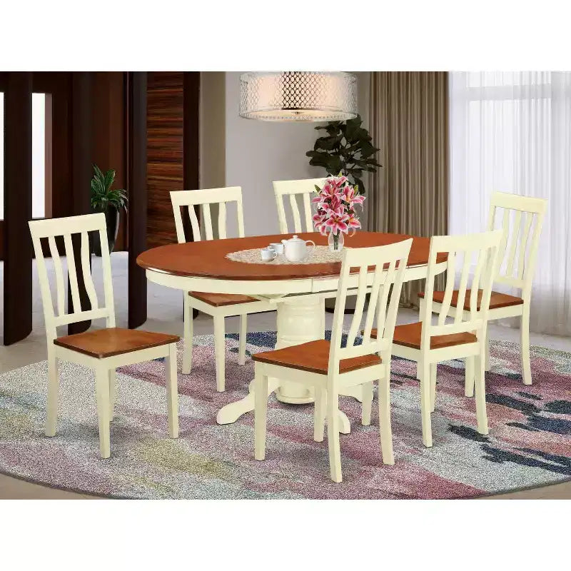 Mid-Century Dining Table Set 7 Piece - Modern Kitchen Table & Chairs