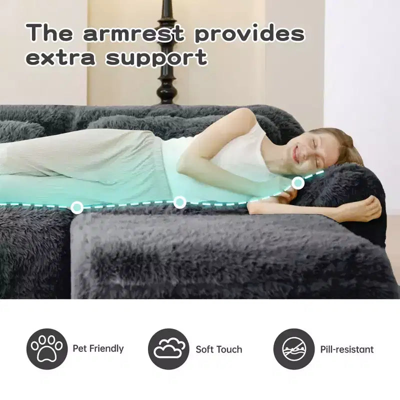 149 inch Light Khaki U-shaped Plush Fabric Boneless Sectional Sofa Couches with Throw Pillows and 2 Ottomans ( Buckle Connection)