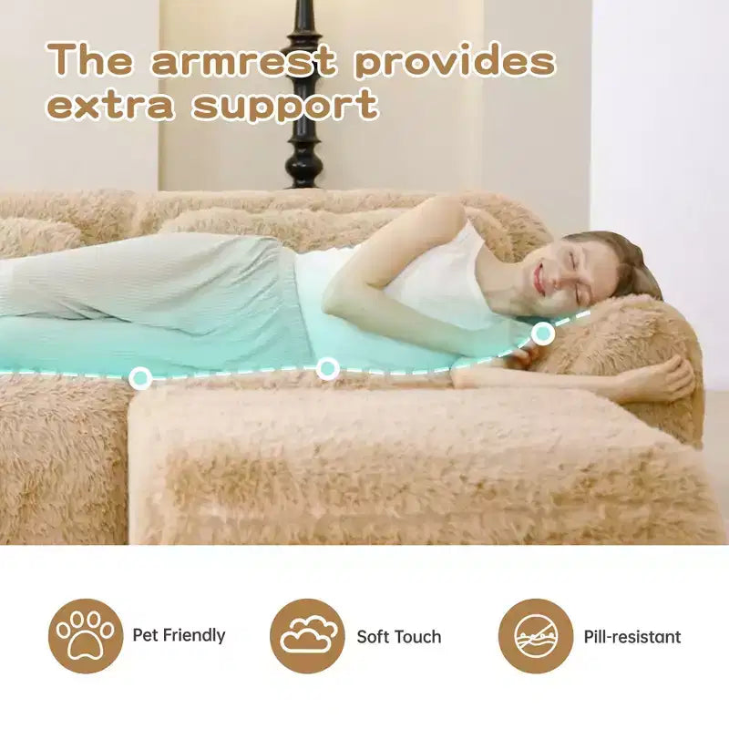 149 inch Light Khaki U-shaped Plush Fabric Boneless Sectional Sofa Couches with Throw Pillows and 2 Ottomans ( Buckle Connection)