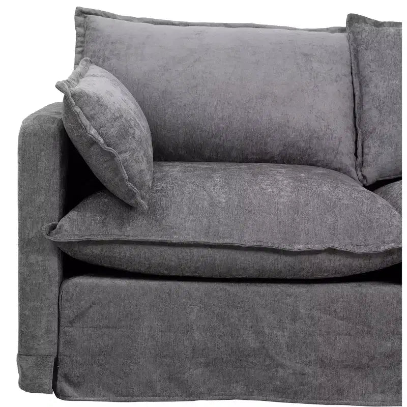 GDFStudio Sewell Modern L-Shaped Faux Linen 4-Seater Sofa with Movable Ottoman