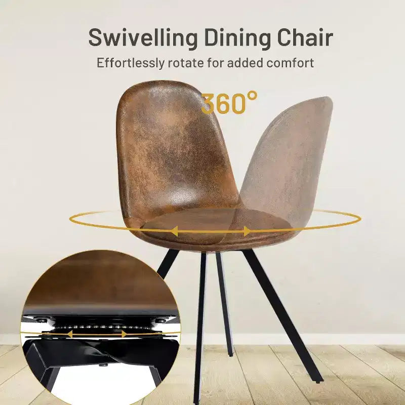 FurnitureR Modern 5-Piece Dining Set with 62.9 MDF Table & 360 Swivel Upholstered Chairs, Stable Metal Legs, Kitchen & Dining Room Furniture