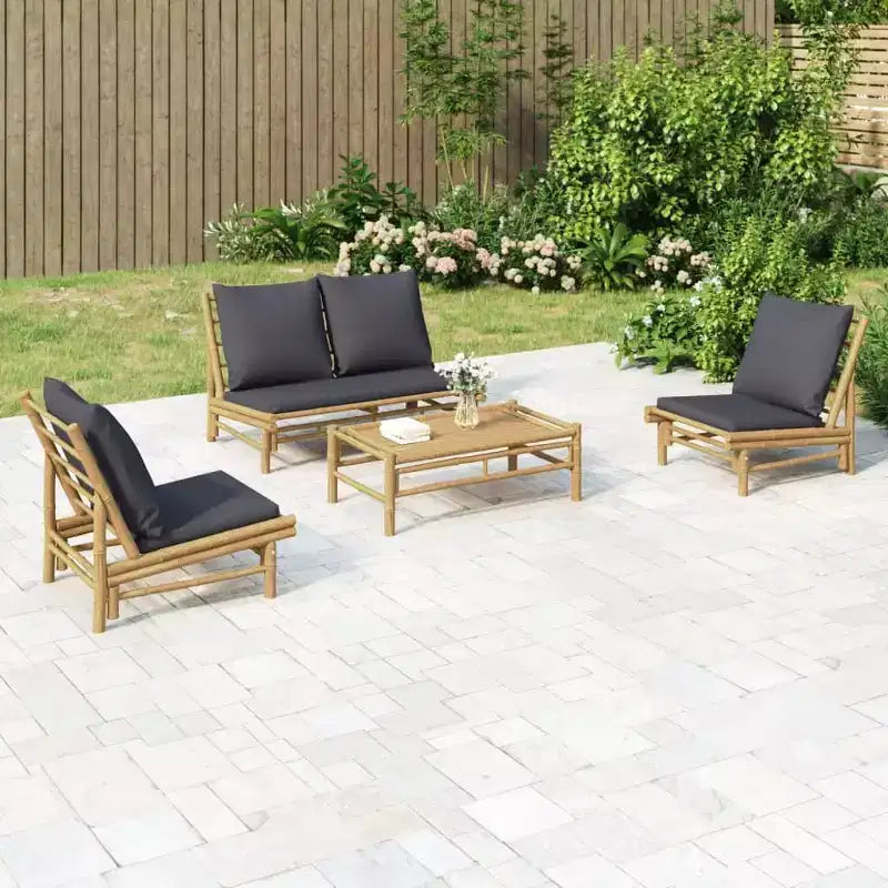 vidaXL Garden Lounge Set Natural Bamboo,