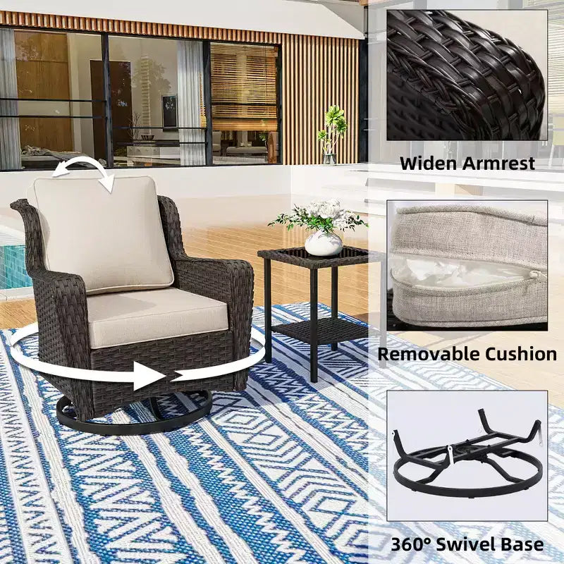 UPTIOT Premium 10-Piece Outdoor Set: 3-Seater Sofa, Loveseat Sofa, 2 Swivel Rockers, 2 Chairs, 2 Ottomans & 2 Coffee Tables