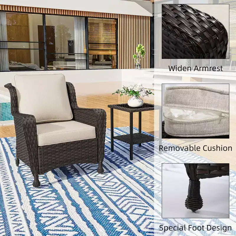 UPTIOT Premium 10-Piece Outdoor Set: 3-Seater Sofa, Loveseat Sofa, 2 Swivel Rockers, 2 Chairs, 2 Ottomans & 2 Coffee Tables