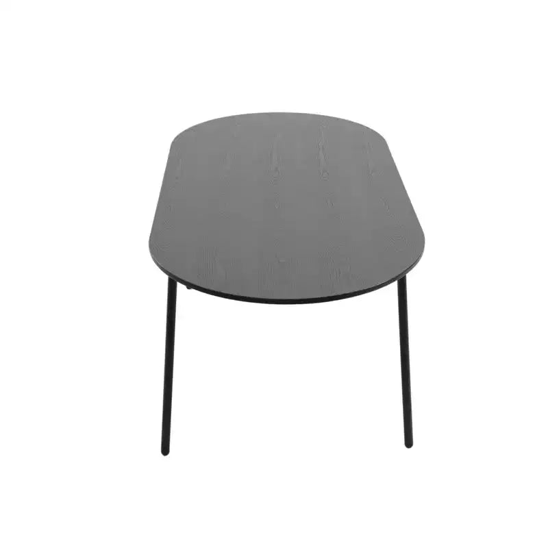 LeisureMod Tule 7-Piece Dining Set in Steel Frame with 6 Upholstered Seat Dining Chairs and 71 Oval Dining Table with Wood Tabletop