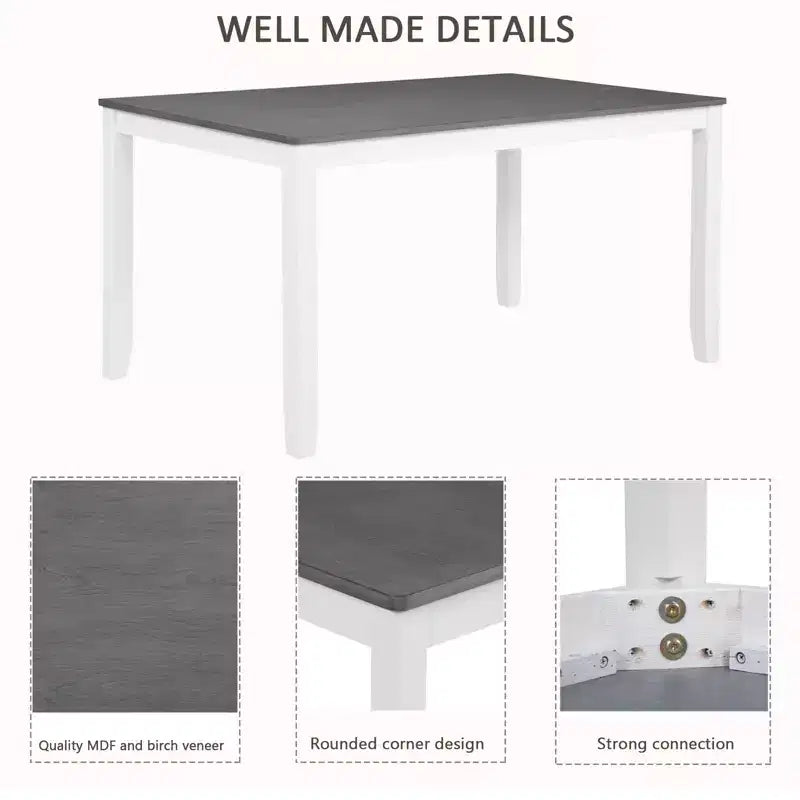 sumyeg 6 Piece Dining Table Set with Bench and 4 Chairs for Kitchen or Dining Room