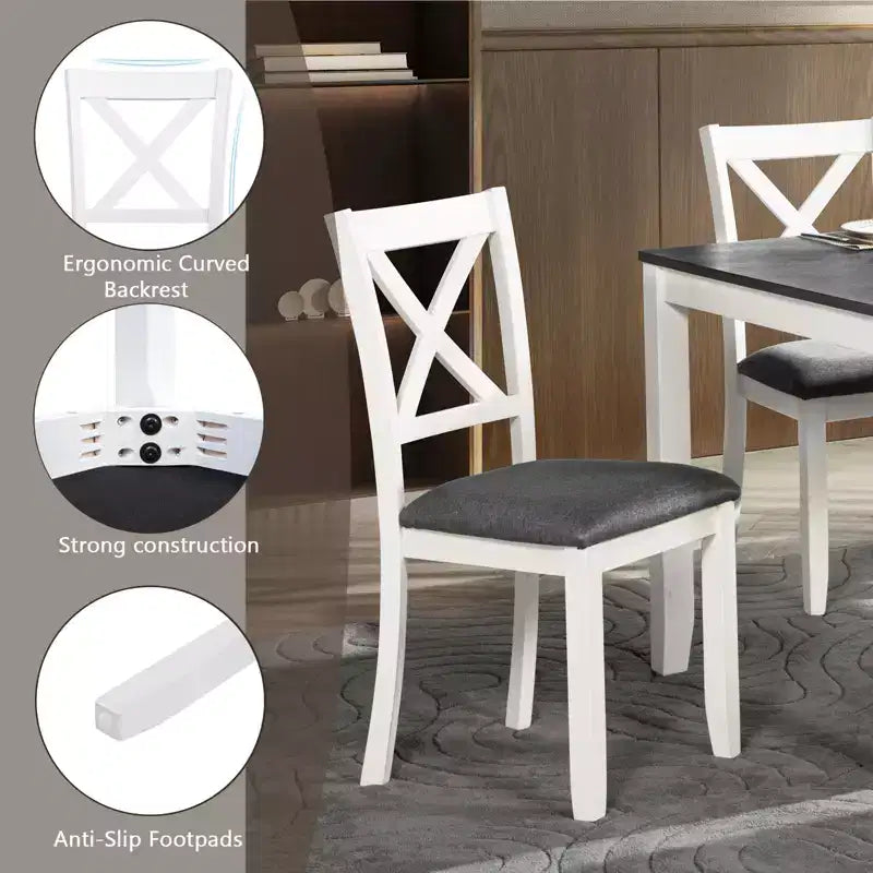 sumyeg 6 Piece Dining Table Set with Bench and 4 Chairs for Kitchen or Dining Room