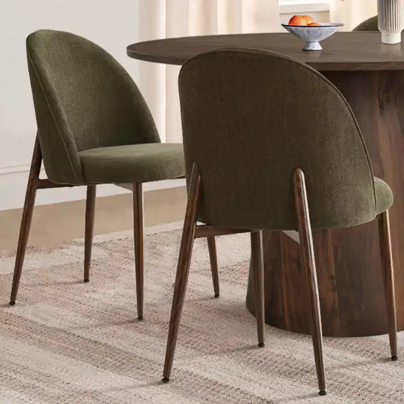 5-Piece Round Dining Set, 46 Walnut-Tone Pedestal Table and Armless Upholstered Chairs, for Breakfast Nooks-Panipeachy