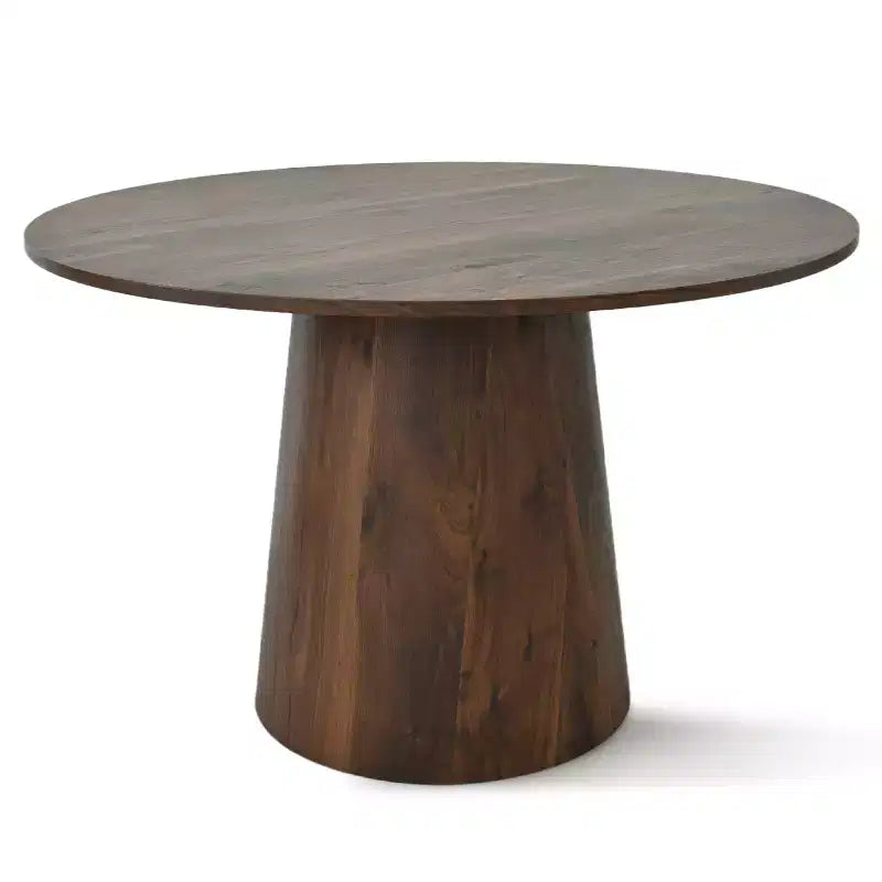 5-Piece Round Dining Set, 46 Walnut-Tone Pedestal Table and Armless Upholstered Chairs, for Breakfast Nooks-Panipeachy