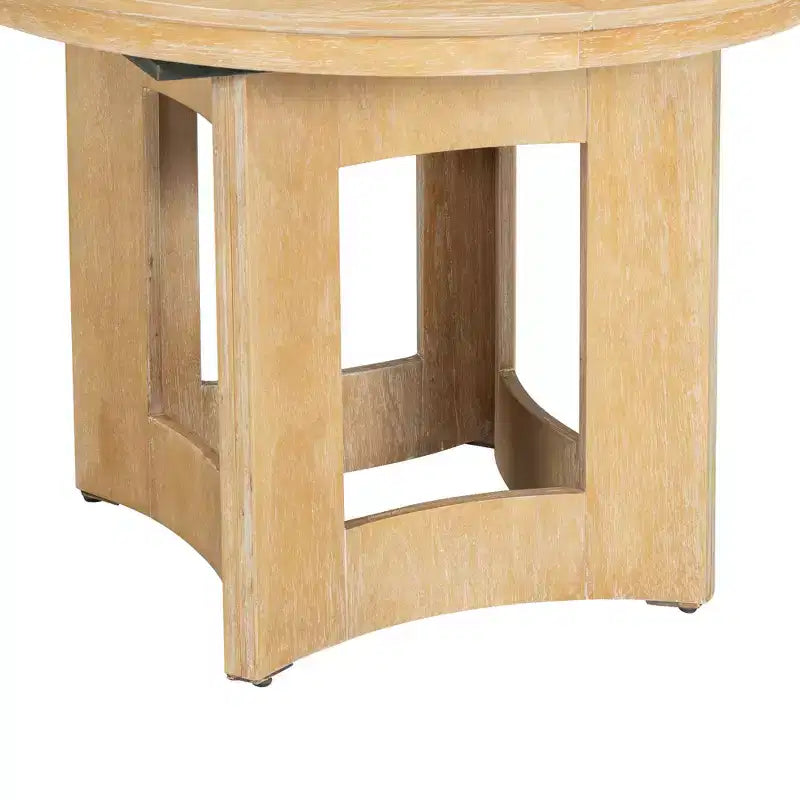 Farmhouse Extendable Round Dining Table Set for 4, 5 Pieces Kitchen Table Set with Removable Leaf and 4 Upholstered Chairs