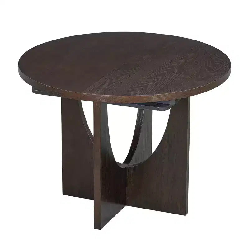 5 Pieces Extendable Round Dining Table Set for 4, Modern Kitchen Dining Table with Removable Leaf and 4 Upholstered Chairs for Dining Room